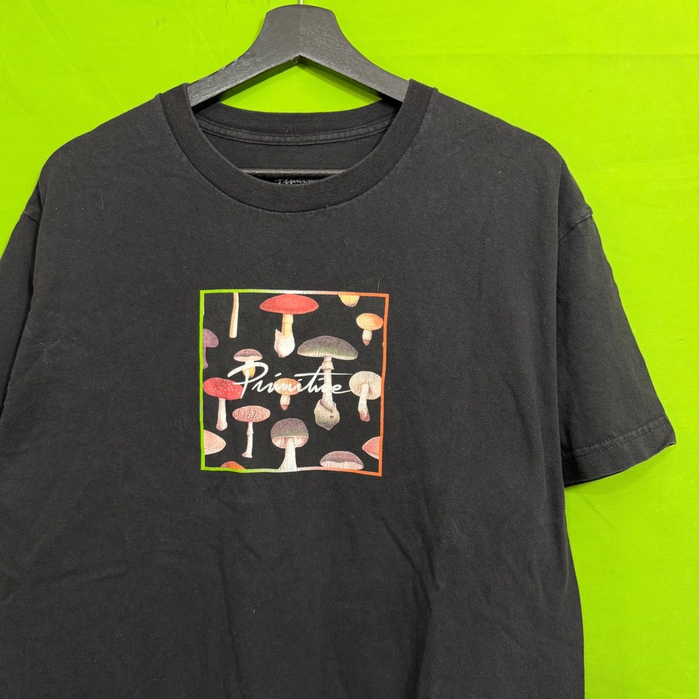 Primitive Skateboarding Mens Large Black Mushroom Graphic T-Shirt Short Sleeve